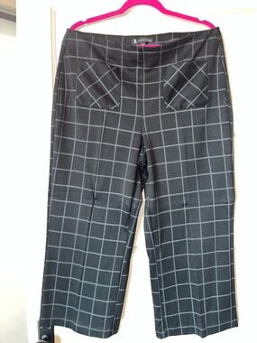 Jules & Leopold Black Windowpane Cropped Pull-On Pants